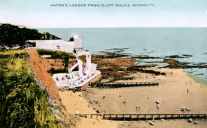 Jacobs Ladder, sett fra Cliff Walks, Sidmouth, Devon, tidlig på 1900-tallet av Unbekannt