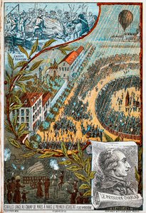 Jacques Charles lanserer sin første aerostat fra Champ de Mars, Paris, 1783 1890-årene. av Unbekannt