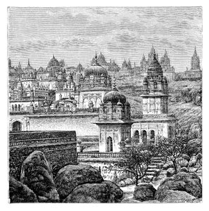 Jaina-templer, Junagadh, Gujarat, India, 1895 av Unbekannt