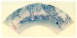 Japansk viftetrykk ogi-form, 1800-tallet 1925 av Unbekannt