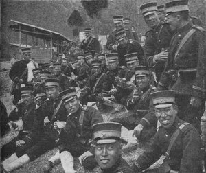 Japanske soldater på vei til fronten: middagsmåltidet med te og ris, 1904-1905 1907 av Unbekannt