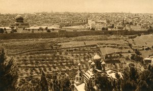 Jerusalem fra Oljeberget, c1918-c1939. av Unbekannt