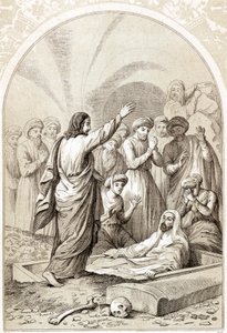Jesus reiser Lasarus opp fra graven, ca 1880 av Unbekannt