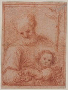 Joseph and Child recto, Fragment of Two Figures verso, 1500-tallet. av Unbekannt