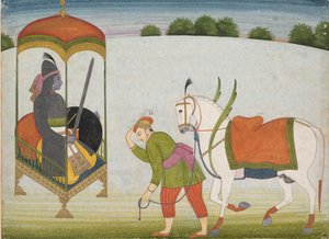 Kalki Avatar, den fremtidige inkarnasjonen av Vishnu: Side fra et spredt manuskript, ca. 1760-70. av Unbekannt
