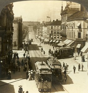 Karl Johans gate, W.N.W. til Det Kongelige Slott, Christiania, Norge, c1905. av Unbekannt