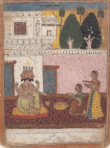 Khambavati Ragini ... fra a Dispersed Ragamala Series Garland of Musical Modes, 1700-1725. av Unbekannt