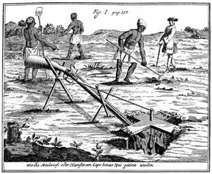 Khoikhois som fanger føflekker, Sør-Afrika, 1700-tallet 1931 av Unbekannt