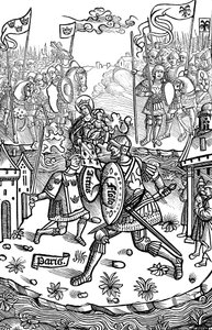 Kong Arthur kjemper mot en gigant, 1514 av Unbekannt