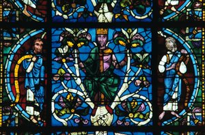 King David, farget glass, Chartres Cathedral, Frankrike, 1145-1155 av Unbekannt