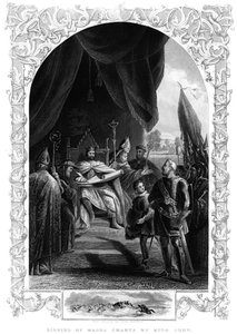 Kong John 1167-1216 signerte Magna Carta på Runnymede, 1215 av Unbekannt