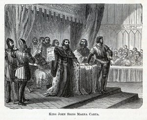 Kong John signerer Magna Carta, 1882 av Unbekannt