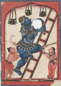 Krishna stjeler ostemasse, sent på 1700-tallet. av Unbekannt