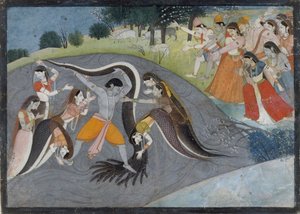 Krishna Subadung Kalia, The Snake Demon: Folio from a Bhagavata Purana Series, ca. 1785. av Unbekannt