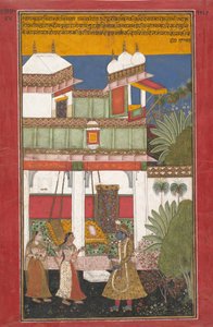 Krishna og Radha, Page from that Disappeared Rasipriya ..., K. ೧೬೬೦- ೭೦. av Unbekannt