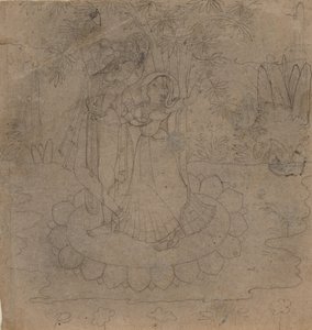 Krishna og Radha Standing on a Lotus, slutten av 1800-begynnelsen av 1900-tallet. av Unbekannt