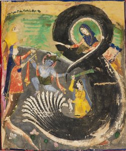 Krishna and the naga Kaliya, 1800-tallet av Unbekannt
