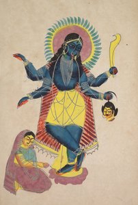 Krishna som Kali tilbedt av Radha, 1800-tallet. av Unbekannt