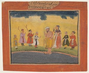 Krishnas foreldre søker etter ham, ca. 1615. av Unbekannt