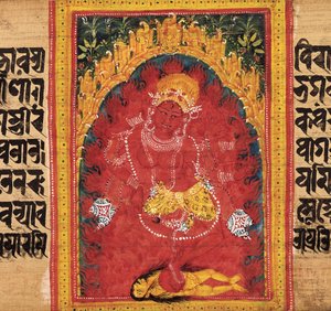 Kurukulla danser i fjellgrotten hennes... Visdommens perfeksjon, tidlig på 1100-tallet. av Unbekannt