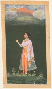 Dame holder en blomst, ca. 1670-80-tallet. av Unbekannt