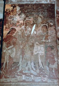 Dame på toalettet hennes, hulefresco, Ajanta, India. 1.-5. århundre. Det 20. århundre av Unbekannt