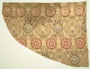 Lampas med dobbelt ogivalt blomstermønster på rutete underlag, 1550-1575. av Unbekannt