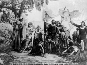 Landing av Columbus i Amerika, 1400-tallet, 1920-tallet av Unbekannt