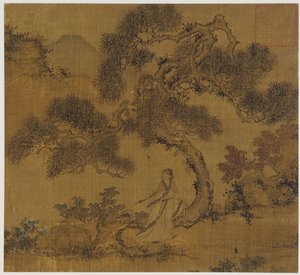Landskap: en mann under en furu, Ming-dynastiet, 1368-1644. av Unbekannt