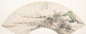 Landskap i stil med Huichong, 1700-tallet eller senere, falsk dato fra 1676. av Unbekannt
