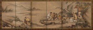 Landskap: The Seven Sages of the Bamboo Grove, Momoyama-perioden, 1568-1615. av Unbekannt