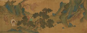 Landskap med daoistiske udødelige i fjellene, Ming- eller Qing-dynastiet, 1600-tallet. av Unbekannt