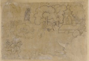 Landskap med en figur av Jomfru Maria, 1600-tallet. av Unbekannt