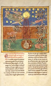 Blad fra et Beatus-manuskript: ved Clarion of the Fifth Angels Trumpet..., ca. 1180. av Unbekannt