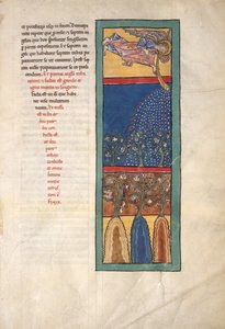 Blad fra et Beatus-manuskript: The First Angel Sounds the Trumpet..., ca. 1180. av Unbekannt