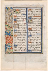 Blad fra en timebok: Tekst med illustrert kant på baksiden, ca. 1510. av Unbekannt