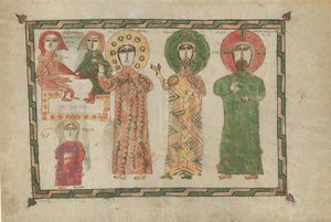 Blad fra en evangeliebok med fire stående evangelister, armensk, 1290-1330. av Unbekannt