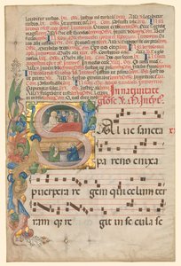 Leaf from a Gradual: Historiated Initial S[alve Sancta Parens]..., ca. 1420-1450. av Unbekannt