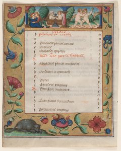 Blad fra en Psalter and Prayerbook: Kalenderside med Labours verso, ca. 1524. av Unbekannt