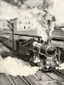 Forlater Budapest. Et ekspresstog går fra Sentralstasjonen, 1935-36. av Unbekannt