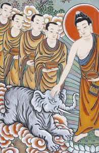 Livet til Buddha som temmer en elefant, Seoul, Coree du Sud av Unbekannt