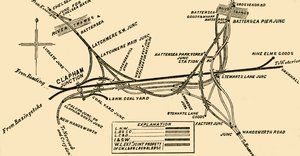 Jernbanelinjer ved Clapham Junction, c1878. av Unbekannt