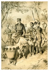 Livingstone svak fra feber eskortert til Shintes Town, c1854 1883 av Unbekannt