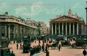 London, Bank of England og Royal Exchange, c1910 av Unbekannt