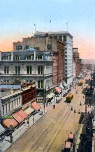 Ser nordover langs Third Street, Portland, Oregon, USA, ca 1900-tallet av Unbekannt