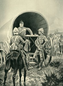 Lord Roberts skriver forsendelser i transportvognen som han sov i, 1901. av Unbekannt