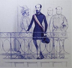 Lorenzo Brentano på balkongen til Rathaus i Karlsruhe av Unbekannt