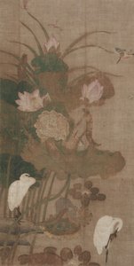 Lotus, insekter og fugler, 1800-tallet. av Unbekannt
