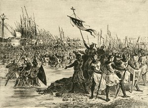 Ludvig IX. Landing i Egypt, 1249, 1890. av Unbekannt