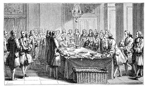 Louis XV signerer den nye traktaten, 1757, 1885 av Unbekannt